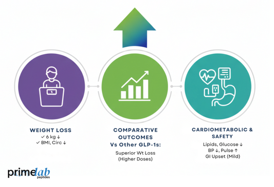 Image showing Orforglipron study findings on weight loss, comparative outcomes, and cardiometabolic safety.