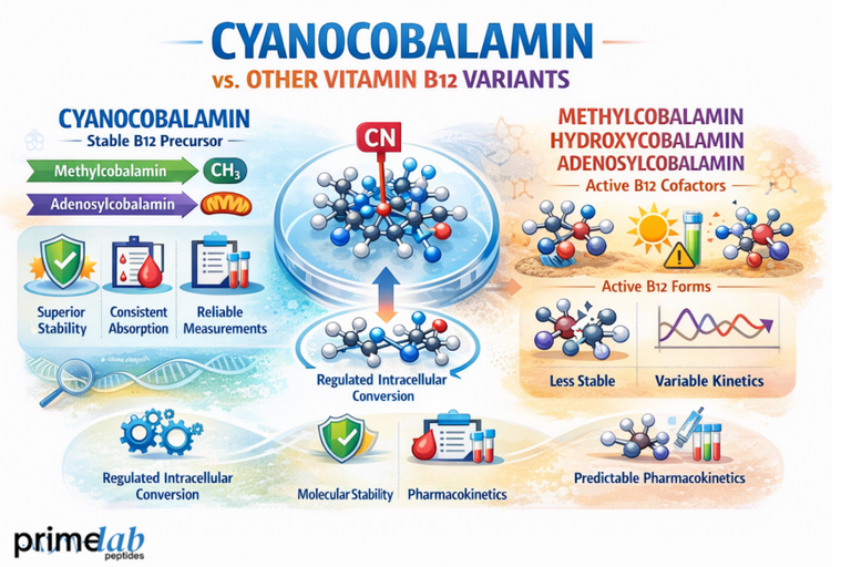 How Does Cyanocobalamin Differ From Other Vitamin B12 Variants in Research Studies?