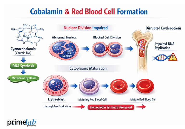 What Experimental Evidence Explores Cyanocobalamin’s Role in Red Blood Cell Formation?