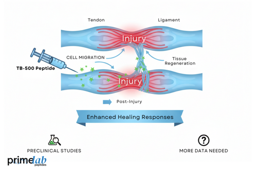 Illustration showing TB-500’s role in tendon and ligament repair through cellular regeneration.