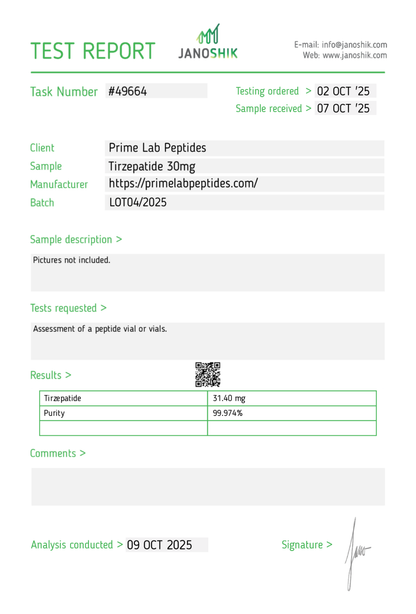 Tirzepatide – 30mg (10 Vials)
