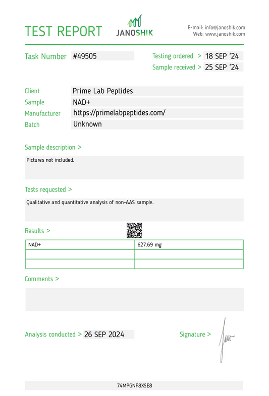 NAD+ 500mg (new adjusted pH) LYOPHILIZED