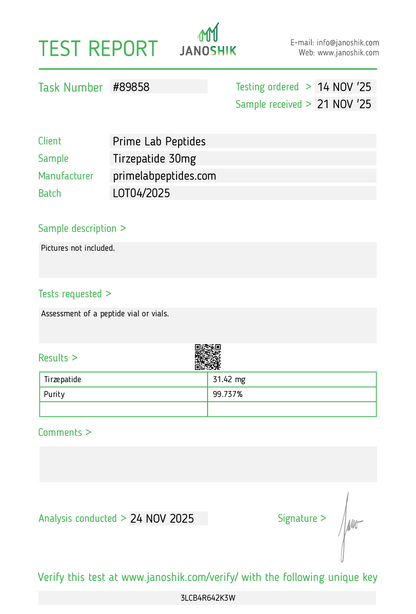 Tirzepatide 30mg Prime Lab Peptides Tirzepatide 30mg Prime Lab Peptides
